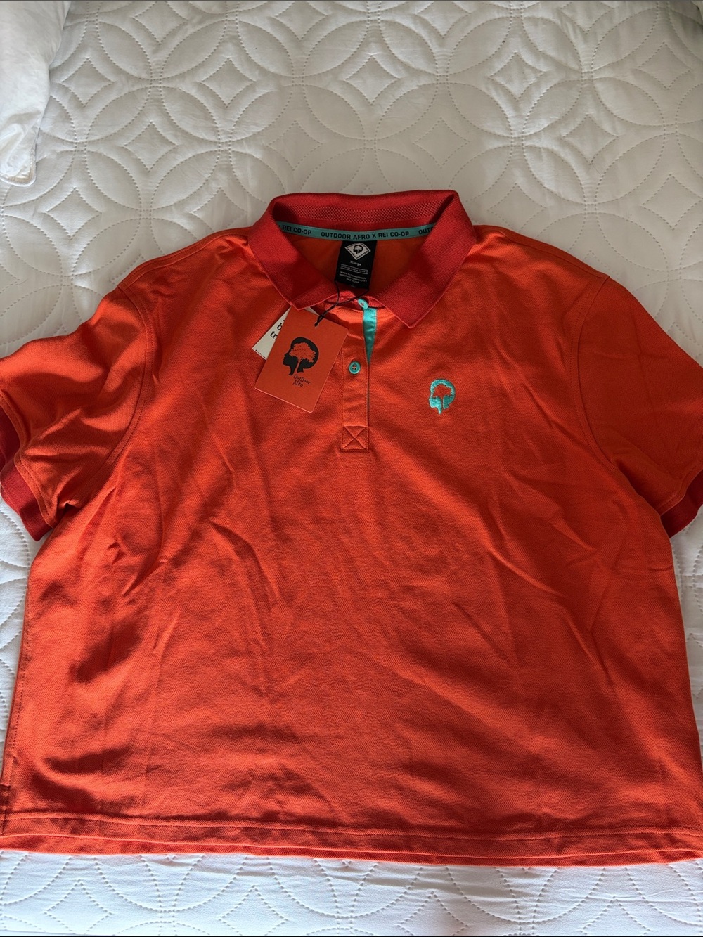 Cropped Polo with Teal Logo NWT